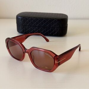 New! Tom Ford Red Sunglasses Veronique-02 TF917 72E, Authentic